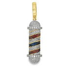 3D Barber Pole CZ Hip Hop Iced Out Pendant Yellow Gold HipHopBling