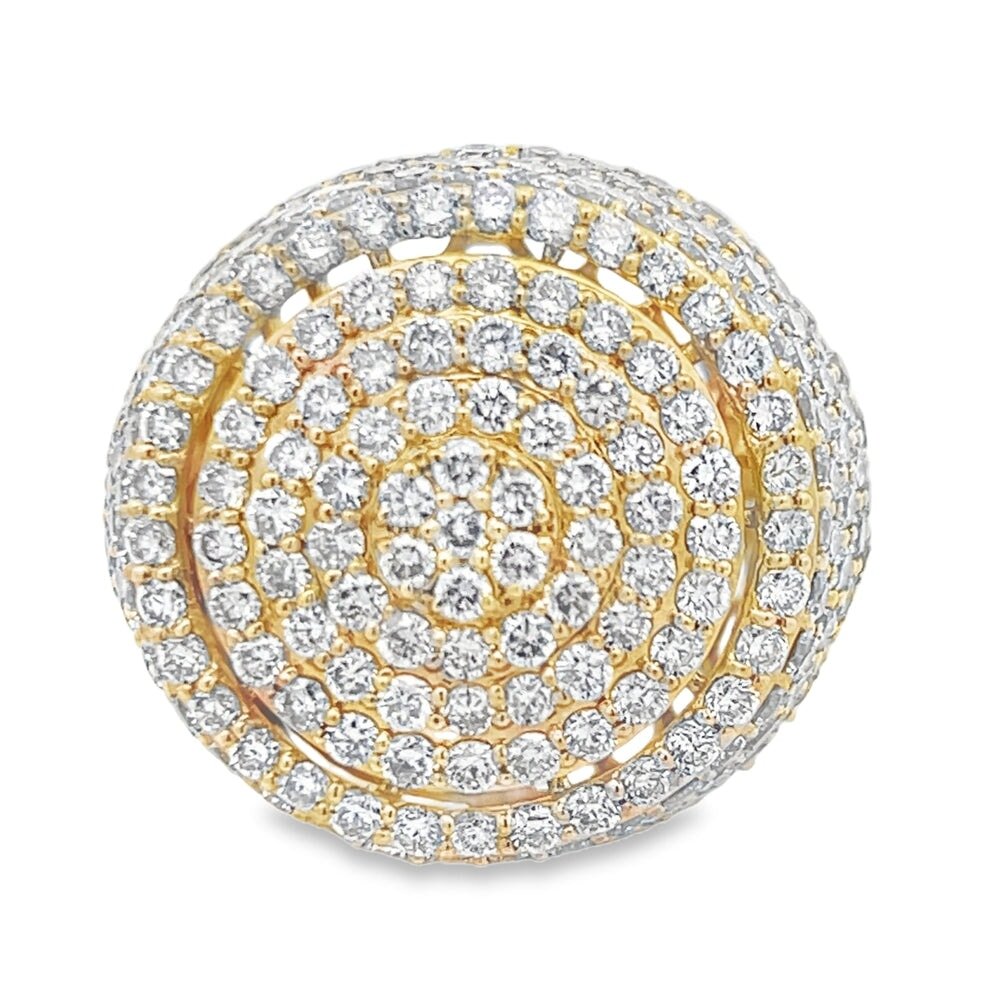 3D Circular Domed Diamond Ring 5.78cttw 10K Yellow Gold HipHopBling