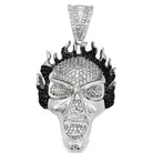 3D Fire Skull CZ Iced Out Pendant HipHopBling