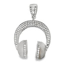3D Headphones CZ Pendant .925 Sterling Silver HipHopBling
