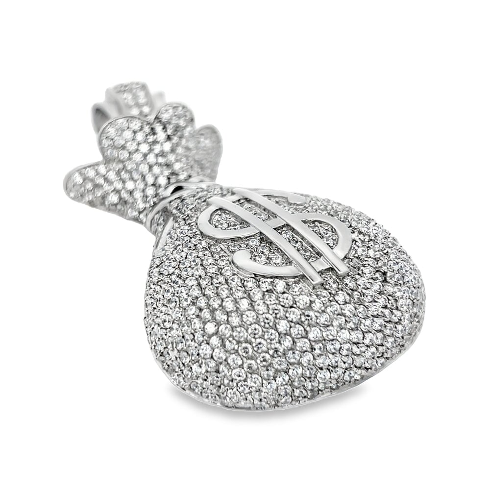 3D Money Bag CZ Iced Out Pendant Stainless Steel HipHopBling