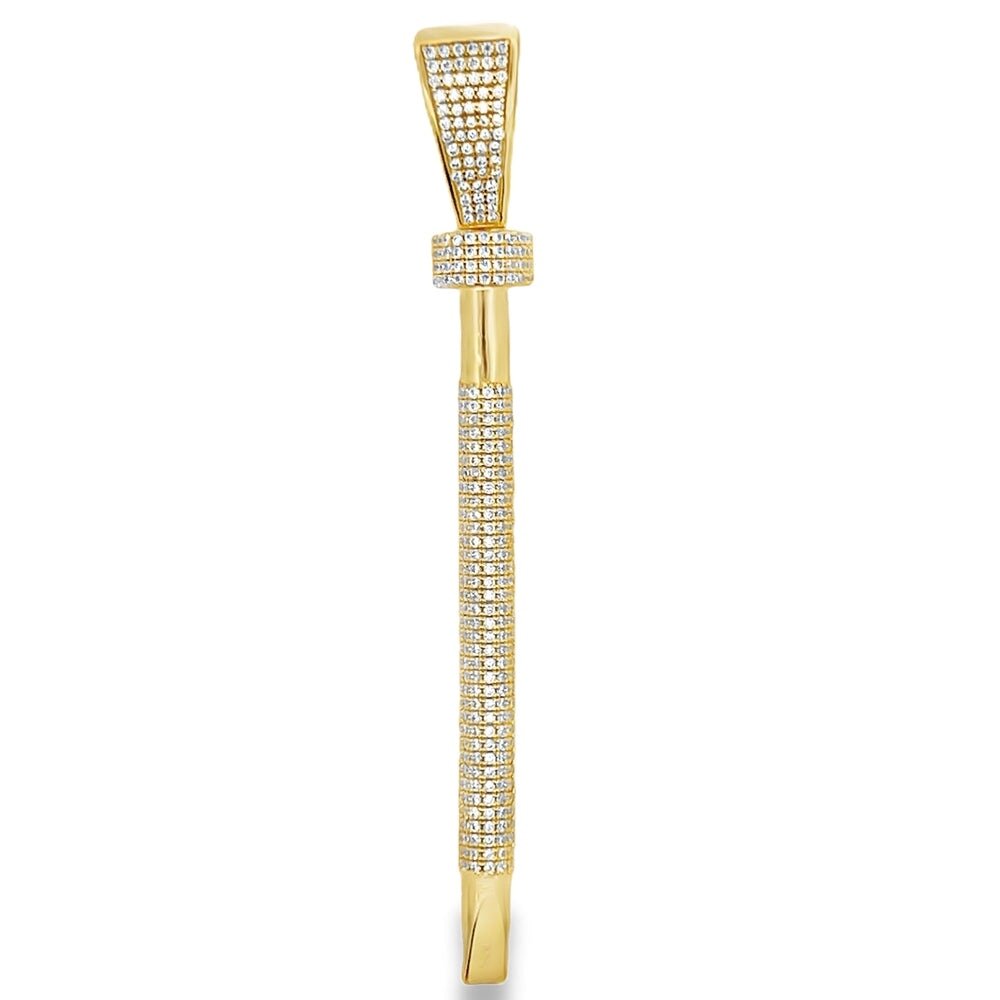 3D Nail Large CZ Pendant .925 Sterling Silver Yellow Gold HipHopBling