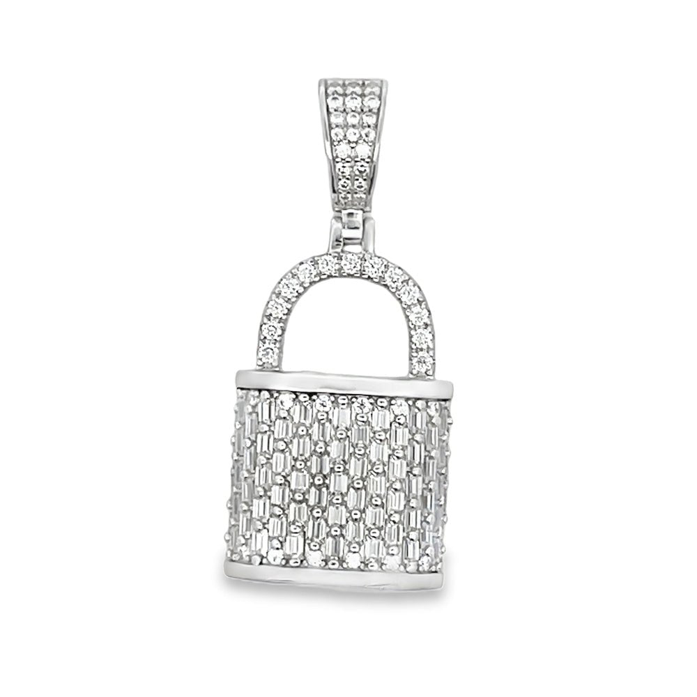 3D Padlock Emerald Cut 2.50cttw VVS Moissanite Pendant .925 Silver HipHopBling