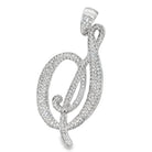 3D Script Initial Letter White CZ Iced Out Pendant S HipHopBling