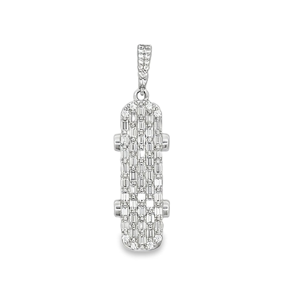 3D Skateboard Emerald Cut 2.65cttw VVS Moissanite Pendant .925 Silver HipHopBling