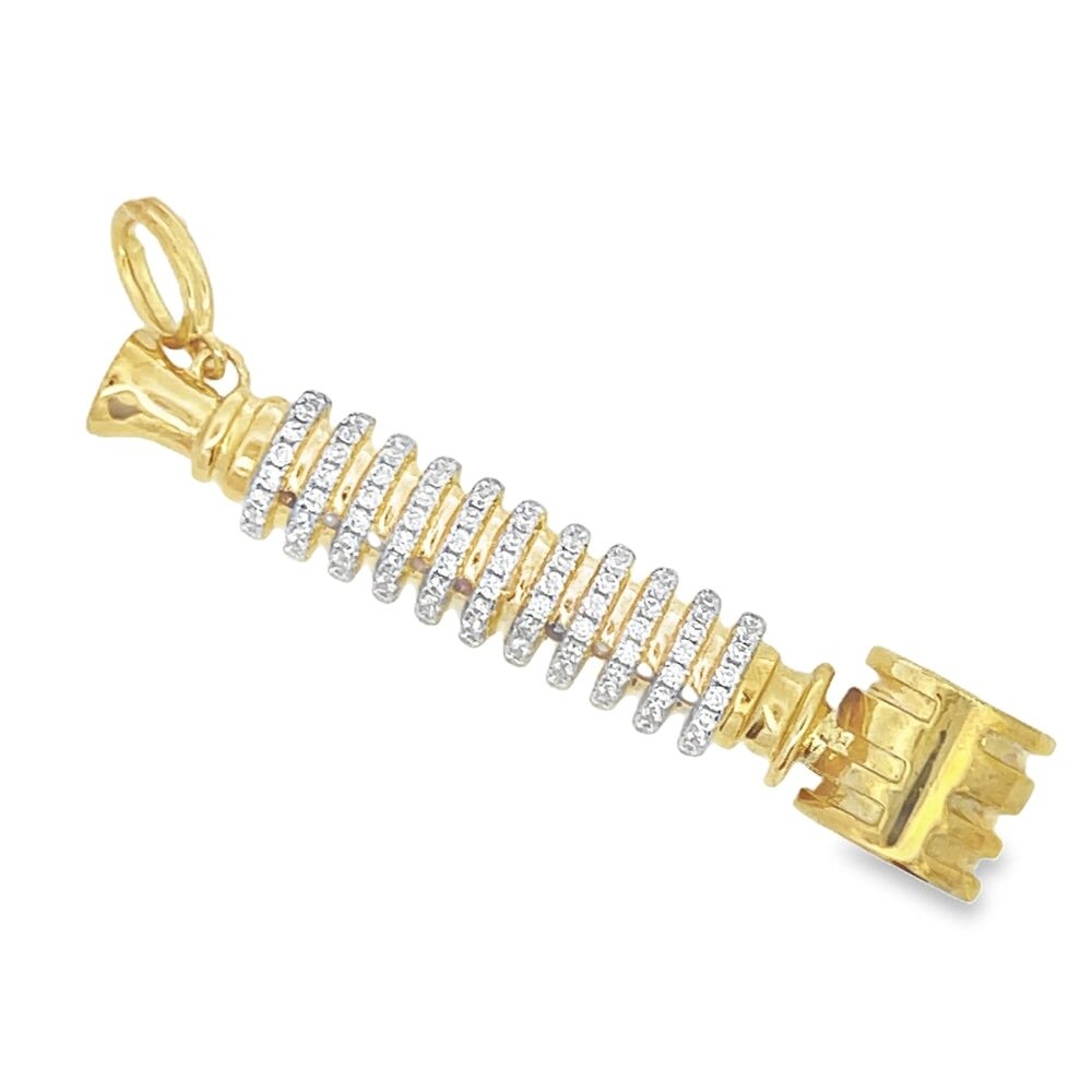 3D Smoking Pipe CZ Pendant .925 Sterling Silver Gold HipHopBling