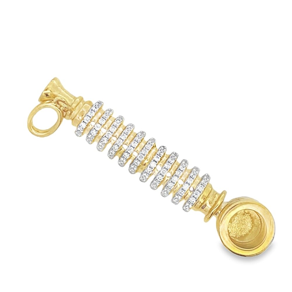 3D Smoking Pipe CZ Pendant .925 Sterling Silver Gold HipHopBling