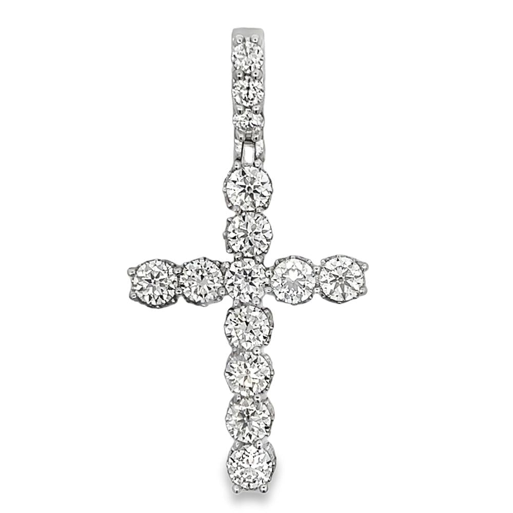 3D Tennis Cross Iced Out Moissanite Pendant .925 Sterling Silver HipHopBling