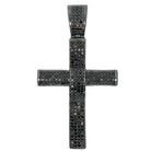 4 Row Rounded Black Cross CZ Pendant .925 Sterling Silver HipHopBling