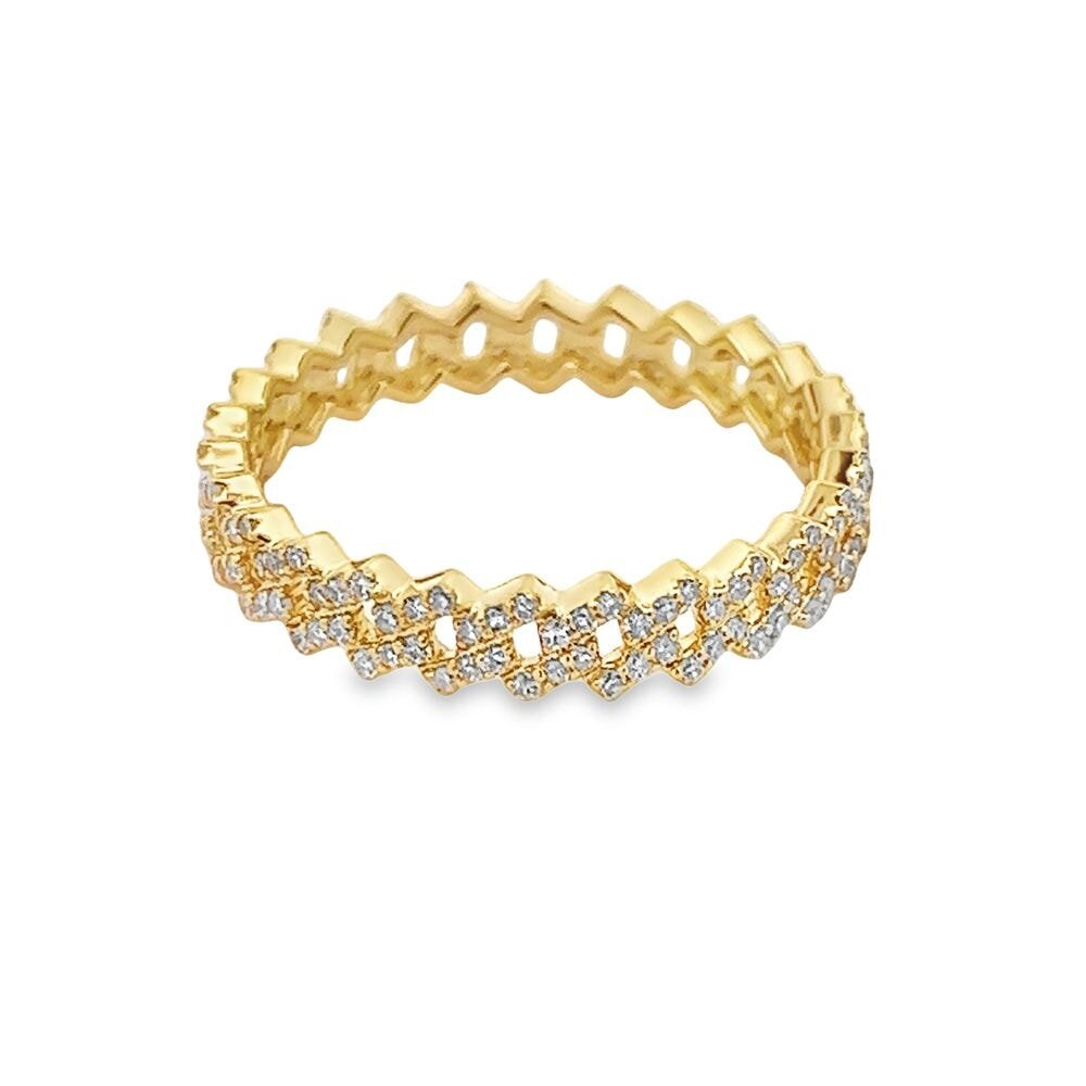 4MM Sharp Cuban Link .50cttw Diamond Ring 10K Gold 10K Yellow Gold HipHopBling