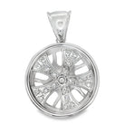 5 Spoke Rim Spinner CZ Pendant .925 Sterling Silver HipHopBling