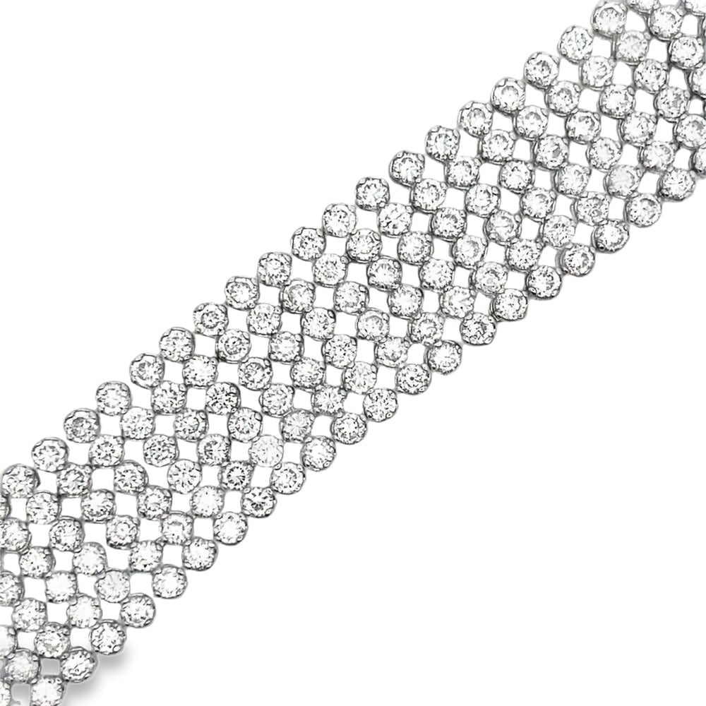6 Row CZ Iced Out Bracelet .925 Sterling Silver HipHopBling