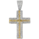 6 Row White Yellow Cross CZ Pendant .925 Sterling Silver HipHopBling