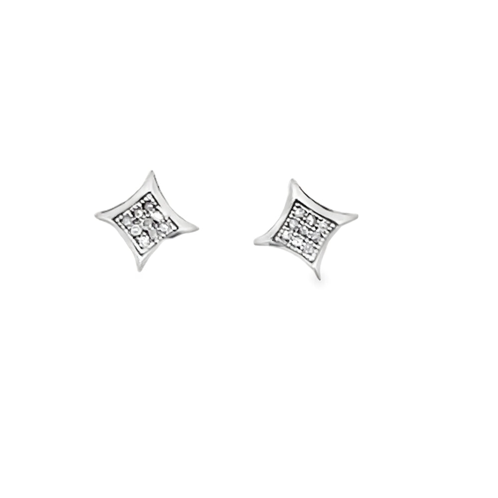 6MM Kite Diamond Earrings .05cttw .925 Sterling Silver HipHopBling
