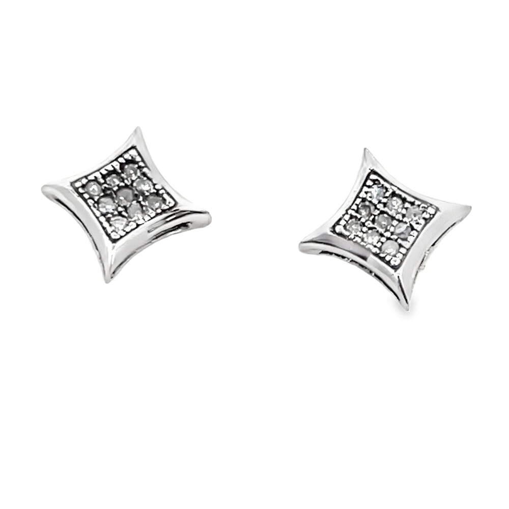 6MM Kite Diamond Earrings .05cttw .925 Sterling Silver HipHopBling