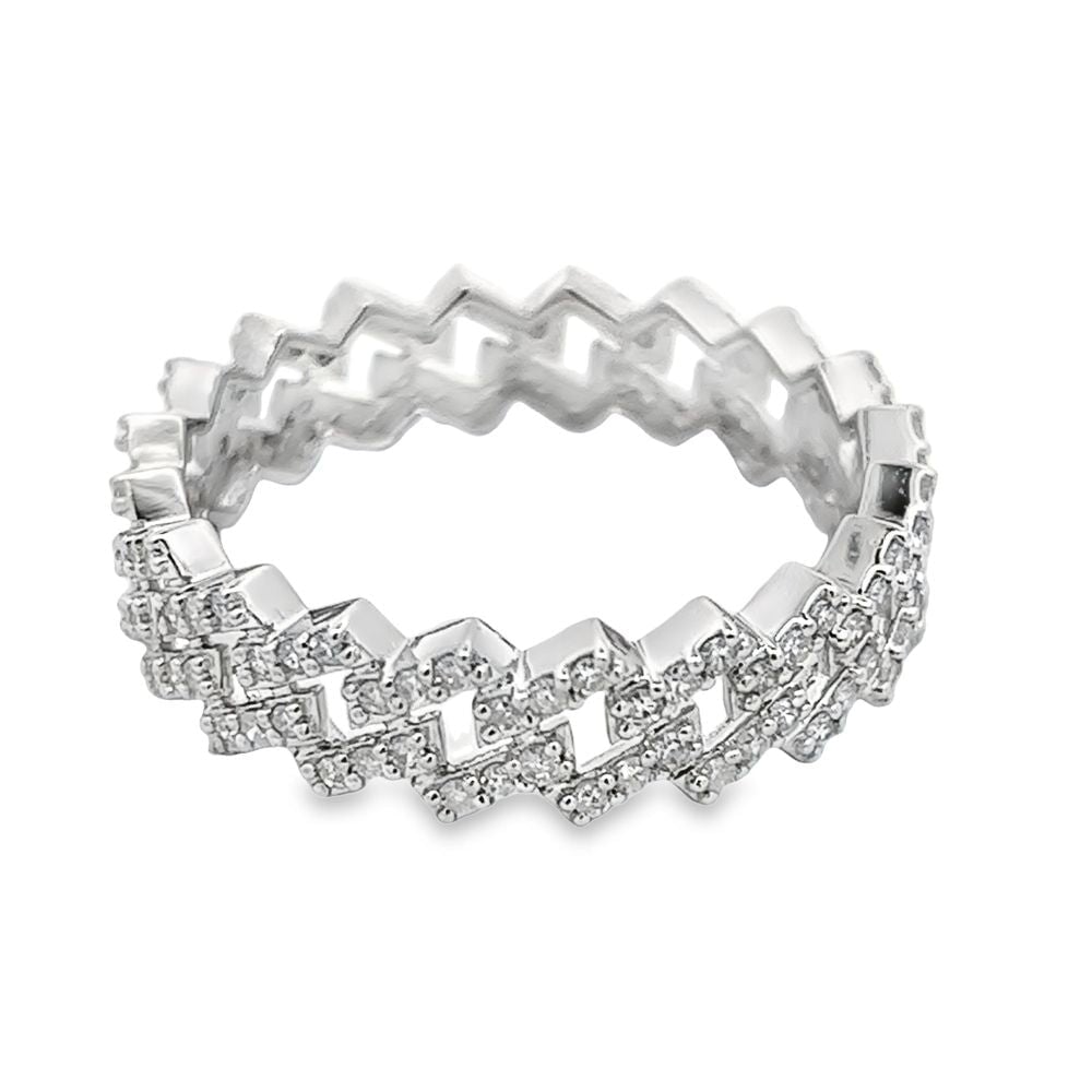 6MM Sharp Cuban Link .70cttw Diamond Ring 10K Gold 10K White Gold HipHopBling