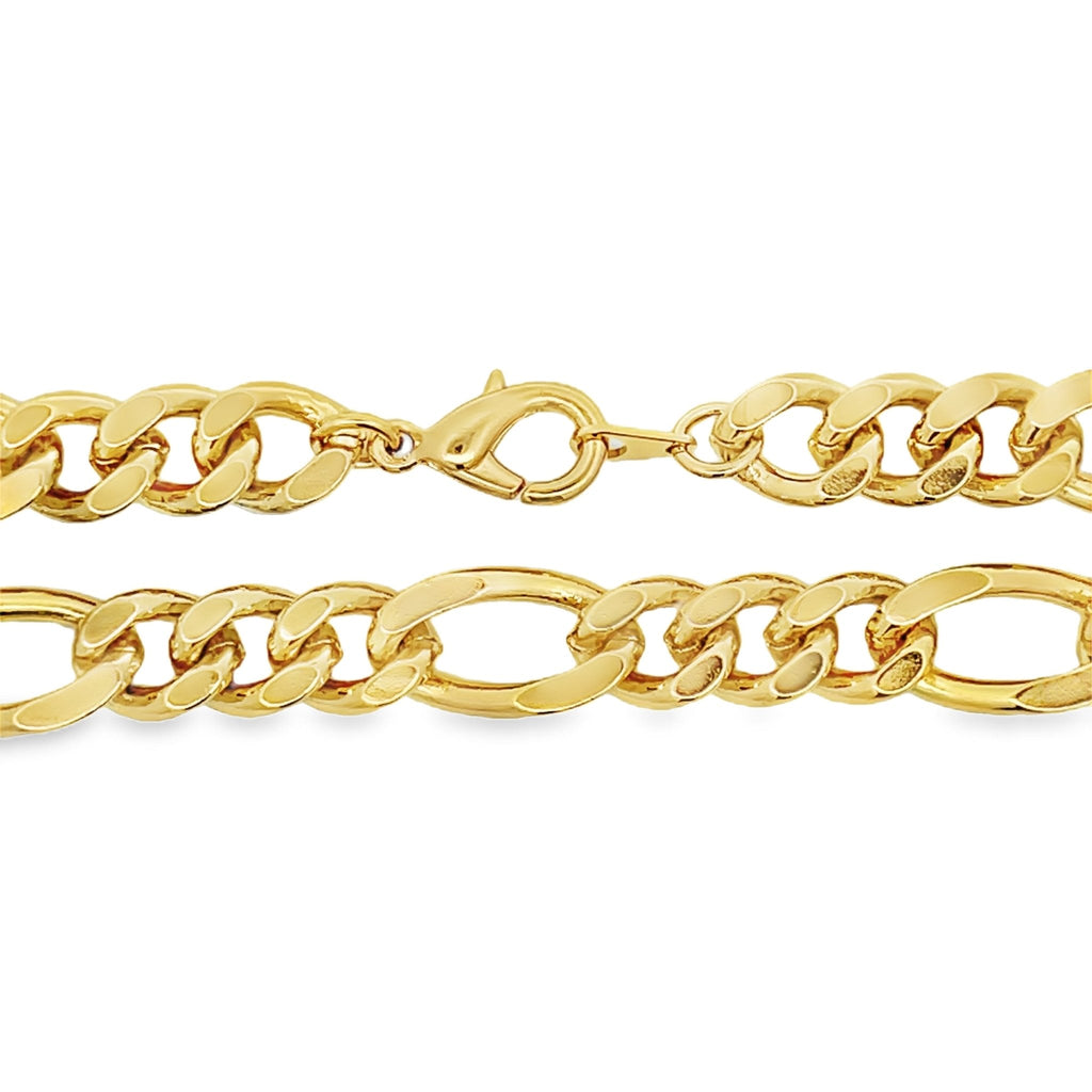 9mm Figaro Gold Plated Hip Hop Chain Necklace - 24 Inch HipHopBling