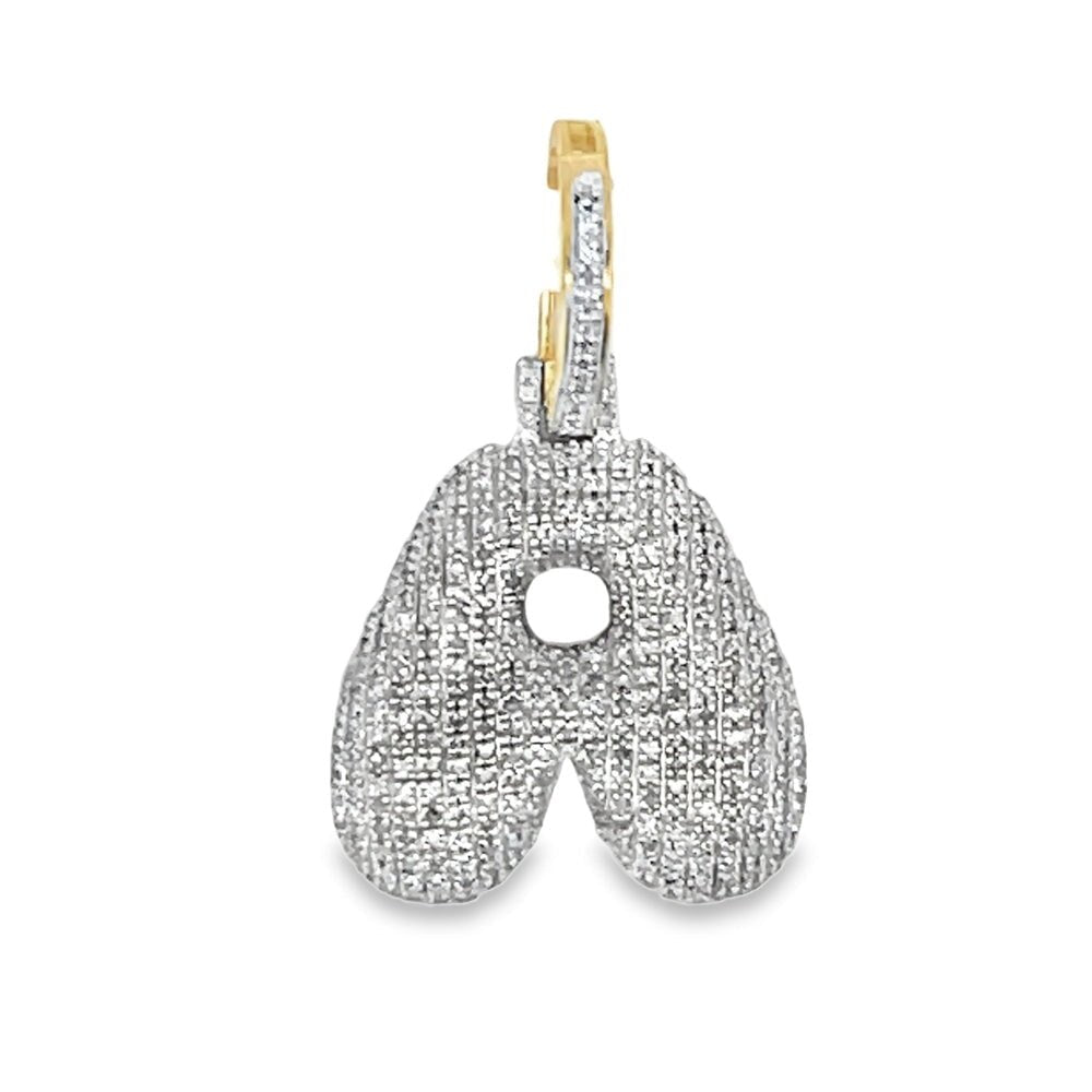 A Bubble Initial Diamond Pendant .48cttw 10K Yellow Gold HipHopBling
