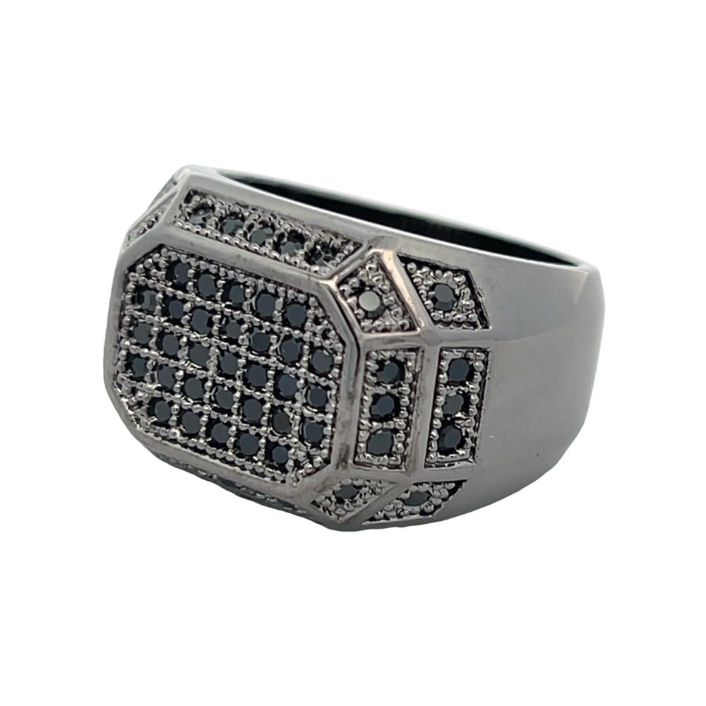 All Black Champion CZ Ring .925 Sterling Silver 8 HipHopBling