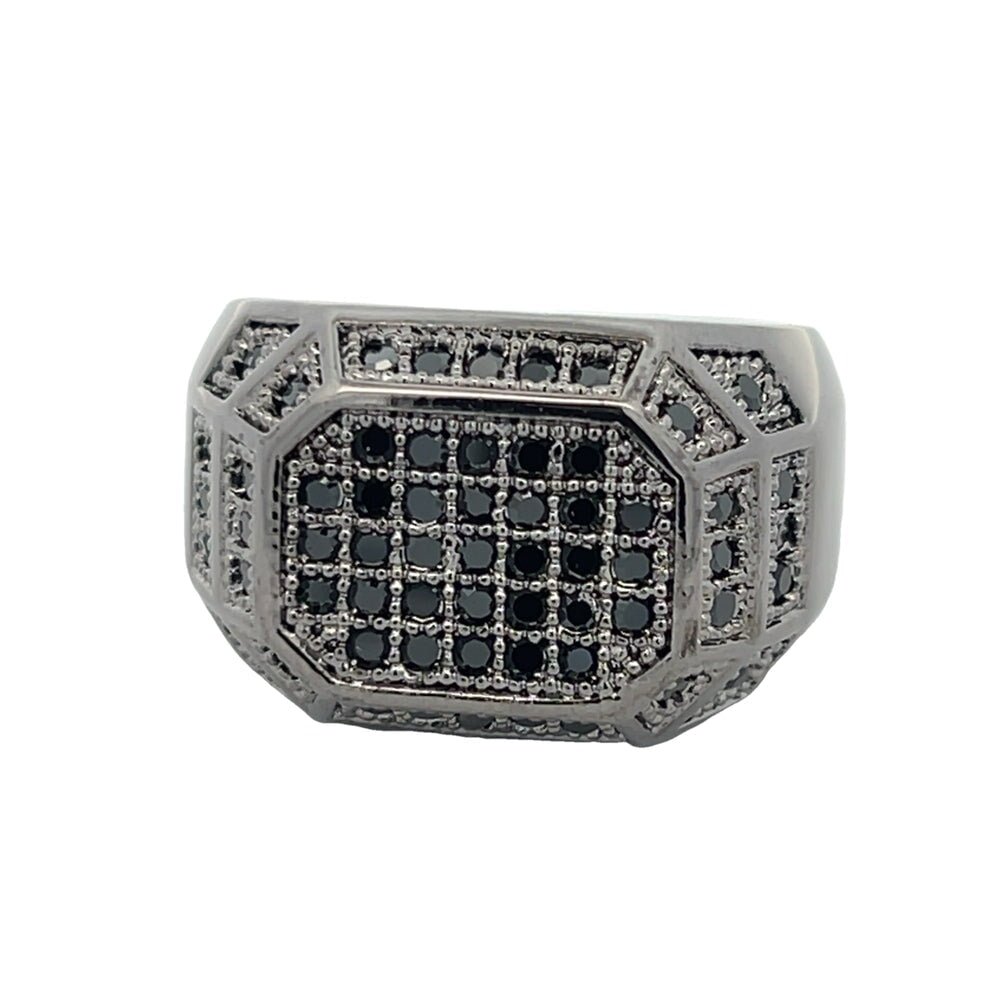 All Black Champion CZ Ring .925 Sterling Silver 8 HipHopBling