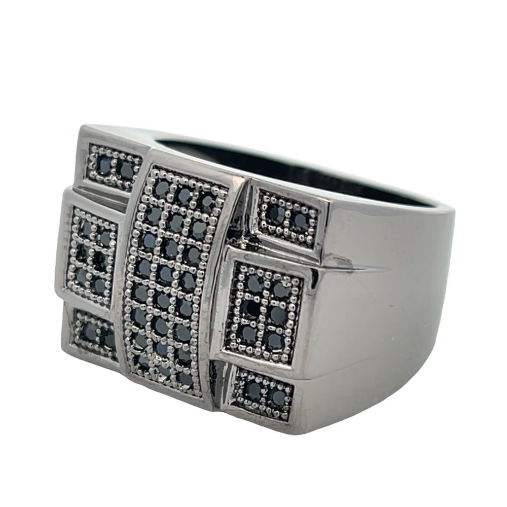 All Black Criss Cross CZ Ring .925 Sterling Silver 8 HipHopBling