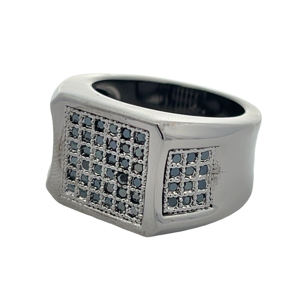 All Black Cube Ice CZ Ring .925 Sterling Silver 8 HipHopBling