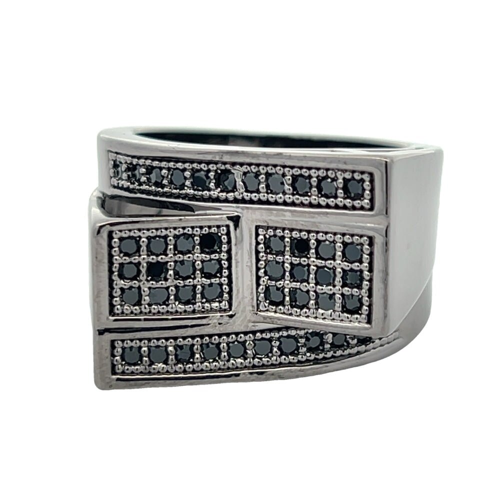 All Black Stacked Bars CZ Ring .925 Sterling Silver 8 HipHopBling