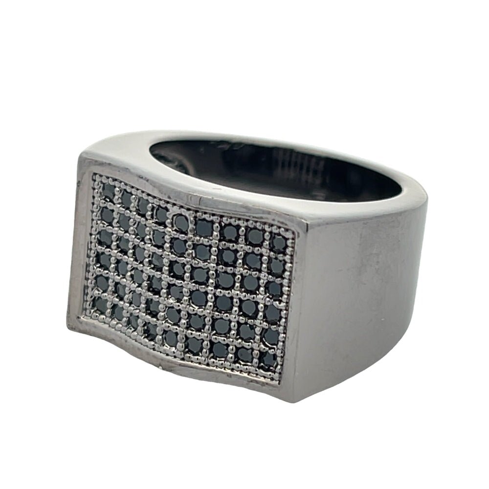 All Black Waves CZ Ring .925 Sterling Silver 8 HipHopBling