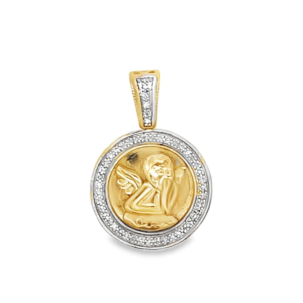 Angel Circle Diamond Pendant .10cttw 10K Yellow Gold HipHopBling