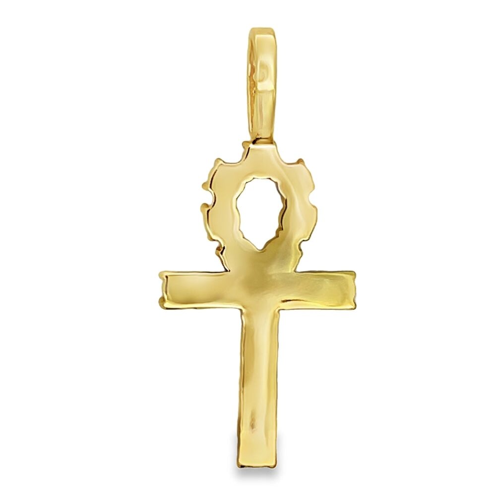 Ankh Tennis Cross CZ Iced Out Pendant Gold HipHopBling