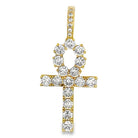 Ankh Tennis Cross CZ Iced Out Pendant Gold HipHopBling
