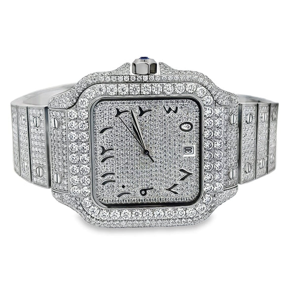 Arabic Dial Moissanite VVS Square Steel Iced Out Watch  display picture 1