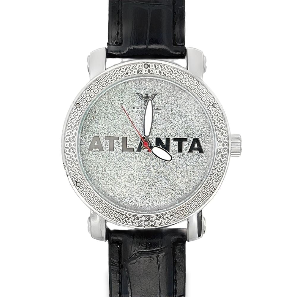 Atlanta Dial Hip Hop Real Diamond Watch Silver HipHopBling