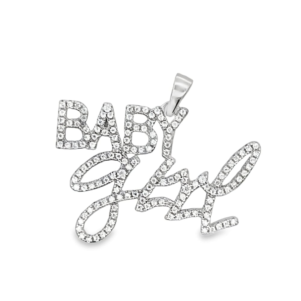 Baby Girl Iced Out Moissanite Pendant .925 Sterling Silver HipHopBling