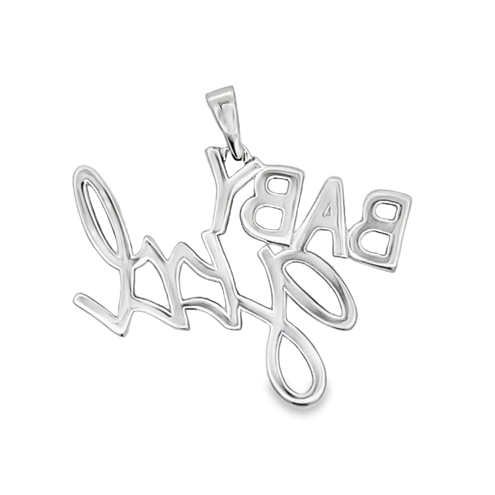 Baby Girl Iced Out Moissanite Pendant .925 Sterling Silver HipHopBling