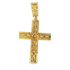 Baguette Cylinder Cross CZ Hip Hop Iced Out Pendant White Gold HipHopBling