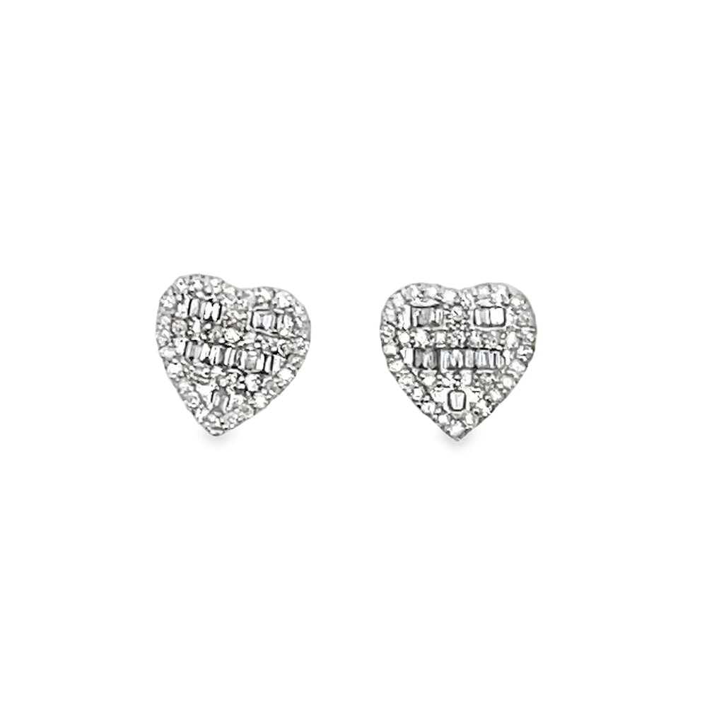 Baguette Heart .44cttw Diamond Earrings 10K Yellow Gold HipHopBling