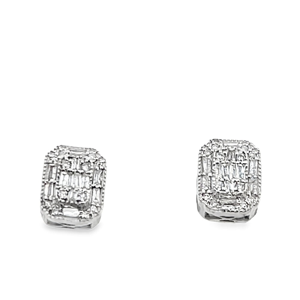 Baguette Rectangle Diamond Earrings .25cttw 10K Gold 10K White Gold HipHopBling