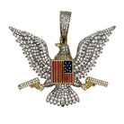 Bald Eagle with Guns CZ Hip Hop Iced Out Pendant Yellow Gold HipHopBling
