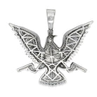 Bald Eagle with Guns CZ Hip Hop Iced Out Pendant Yellow Gold HipHopBling