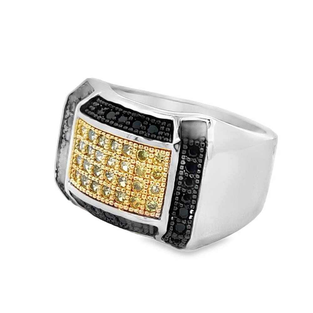 Baller Black & Yellow CZ Ring .925 Sterling Silver 8 HipHopBling