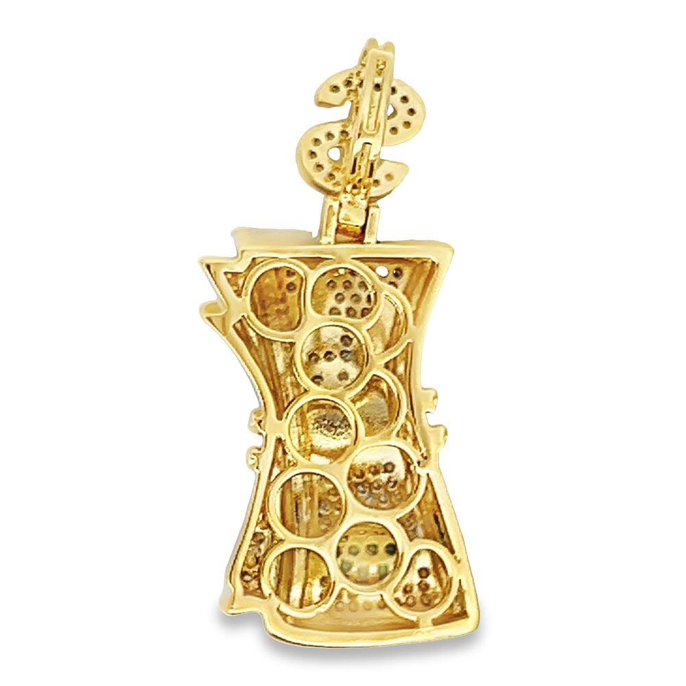 Band of Hundreds Money CZ Hip Hop Iced Out Pendant Yellow Gold HipHopBling