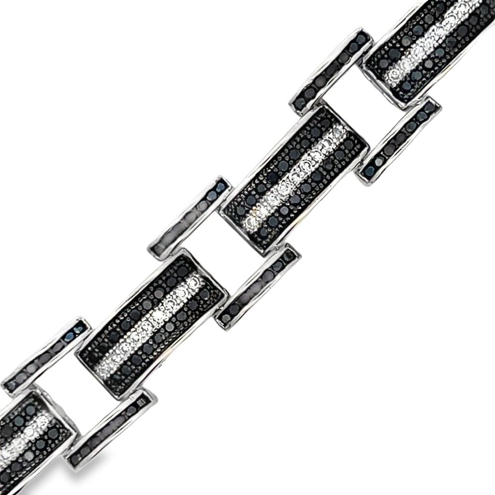 Bar Link Black & White CZ Hip Hop Bracelet HipHopBling