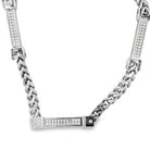 Bars Franco CZ Iced Out Chain Stainless Steel Silver HipHopBling