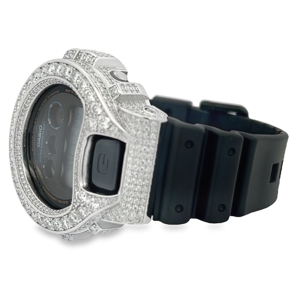 Big Boy 11.25 Carat Moissanite VVS Iced Out G Shock DW6900 Custom Watch Standard Black HipHopBling