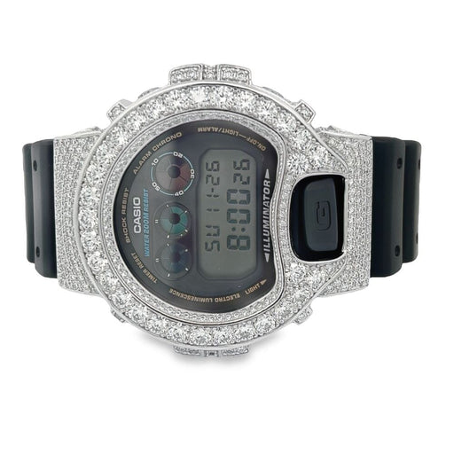 Big Boy 11.25 Carat Moissanite VVS Iced Out G Shock DW6900 Custom Watch Standard Black HipHopBling
