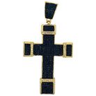 Big Chunk Cross CZ Iced Out Pendant Black HipHopBling
