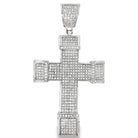 Big Chunk Cross CZ Iced Out Pendant Silver HipHopBling