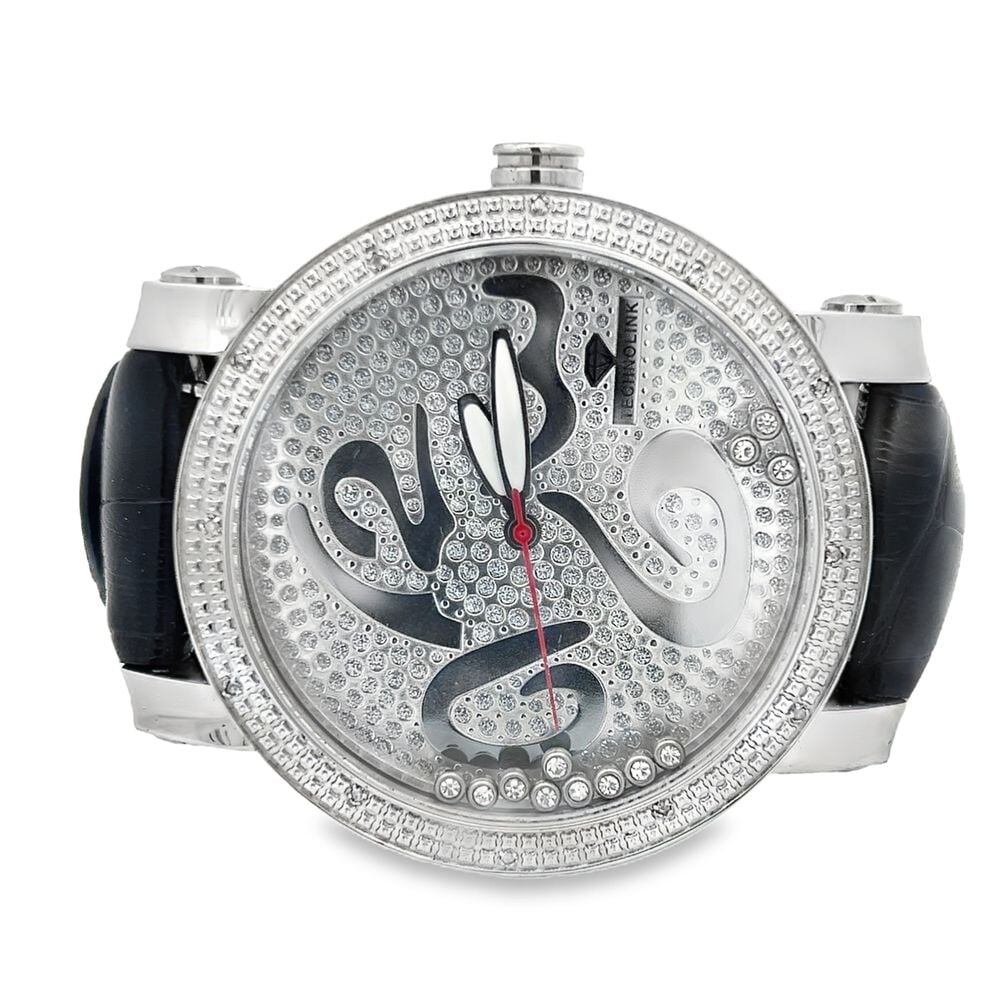 Big Numbers Floating Dial Real Diamond Watch HipHopBling