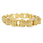 Bike Chain CZ Iced Out Bracelet Stainless Steel Gold HipHopBling